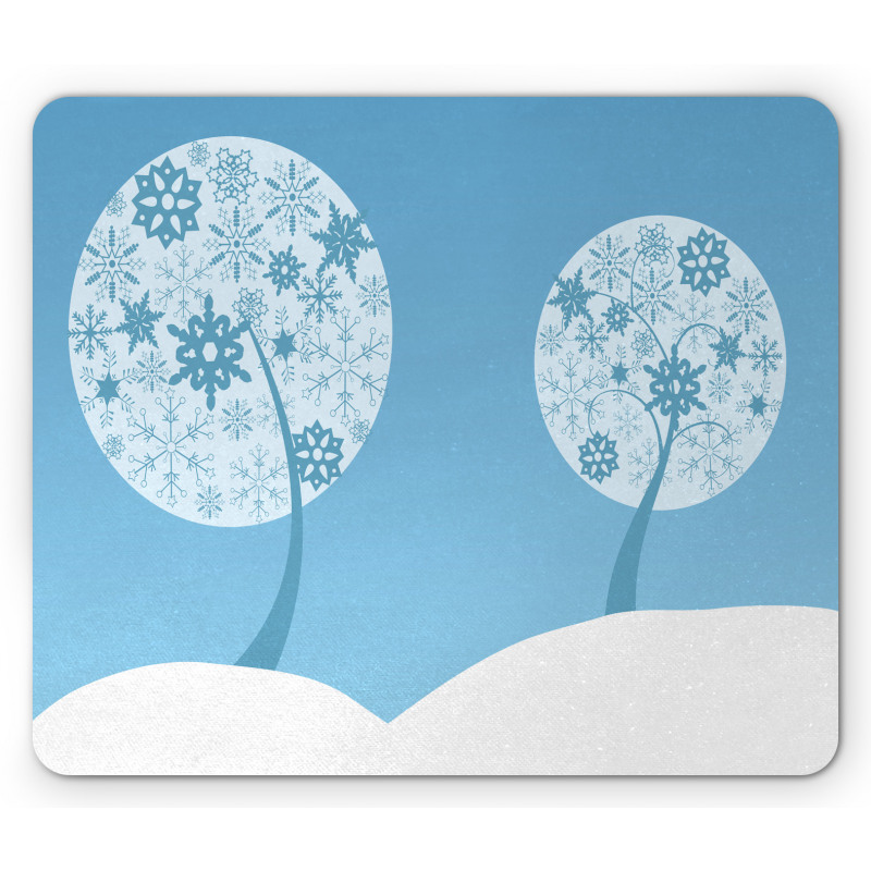 Round Snowflake Trees Mouse Pad