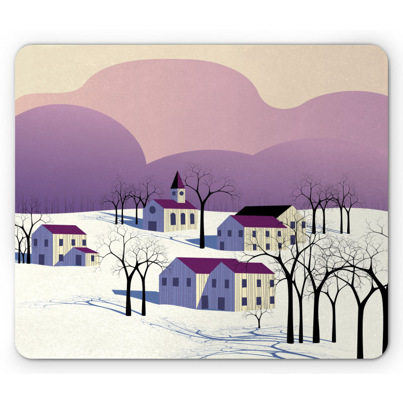 Graphical Village Scene Mouse Pad