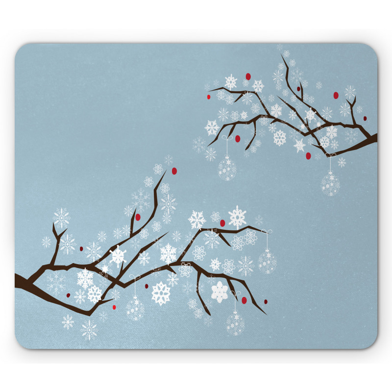 Snowflakes on Branches Mouse Pad