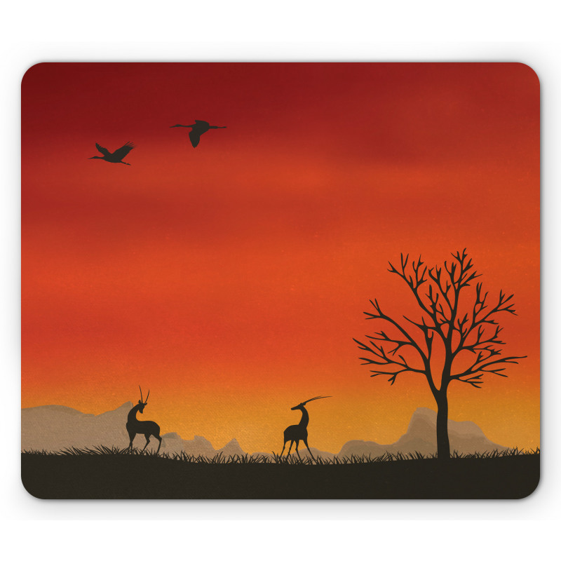 Tree and Animals Landscape Mouse Pad