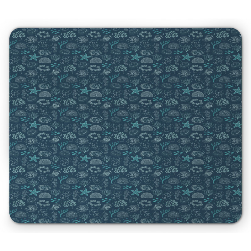 Marine Themed Monochrome Mouse Pad