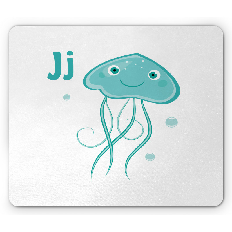 Letter J Cartoon Animal Mouse Pad