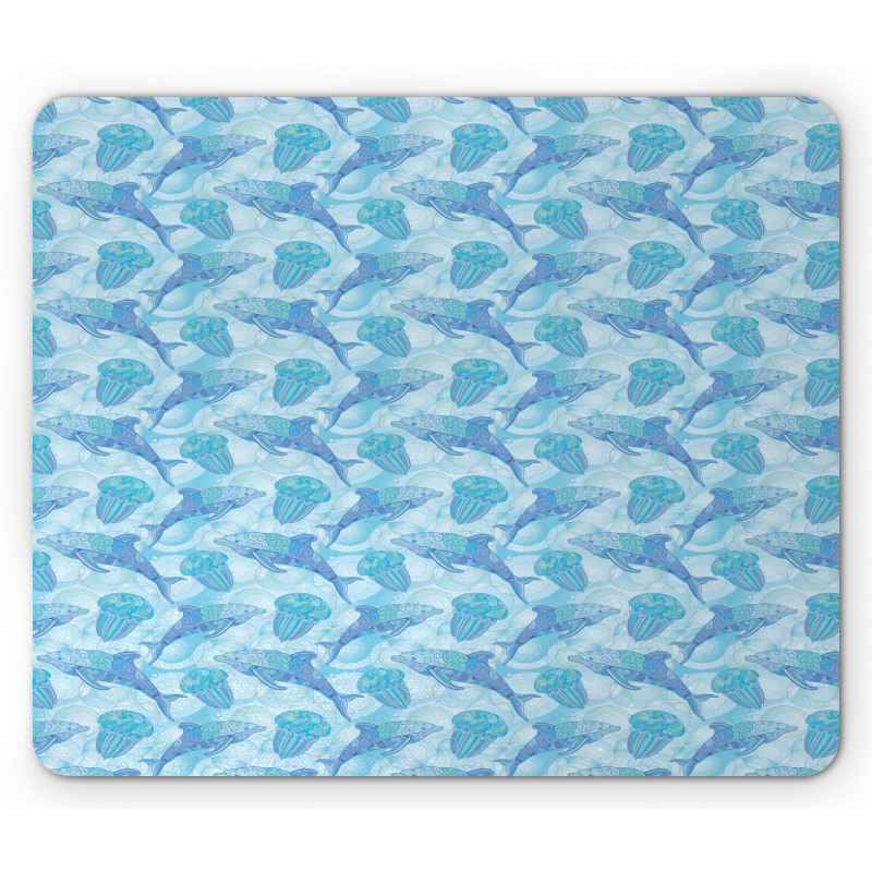 Dolphins Abstract Rounds Mouse Pad