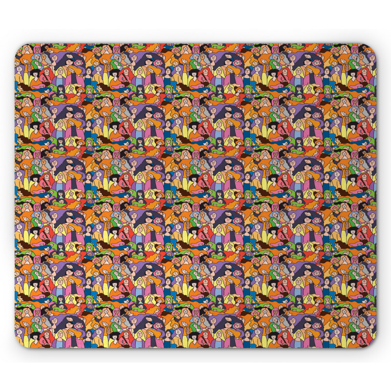 Doodle Style Many Women Mouse Pad