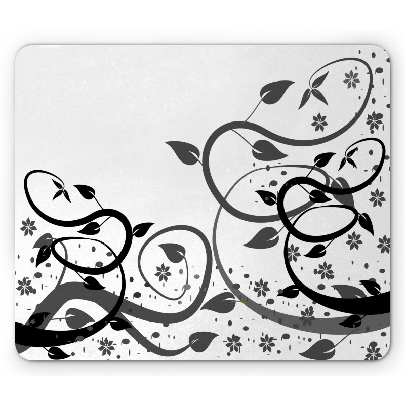 Grey Tones Abstract Leaves Mouse Pad