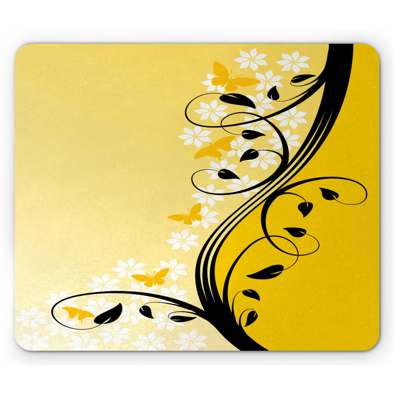 Butterfly Grape Leaves Art Mouse Pad