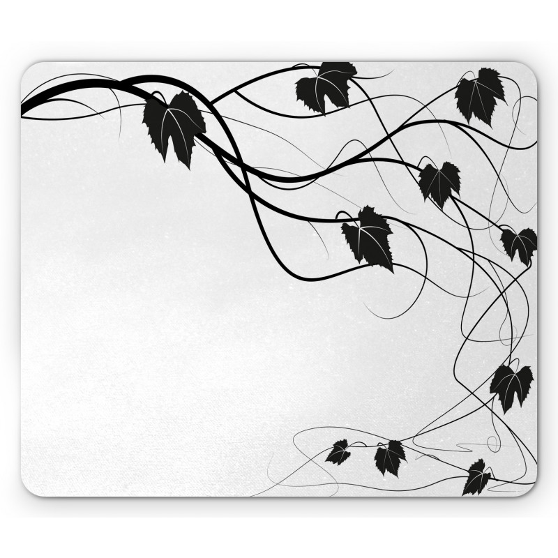 Monotone Abstract Leaves Art Mouse Pad