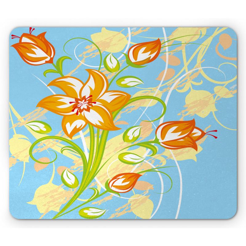 Retro Style Tiger Lily Art Mouse Pad