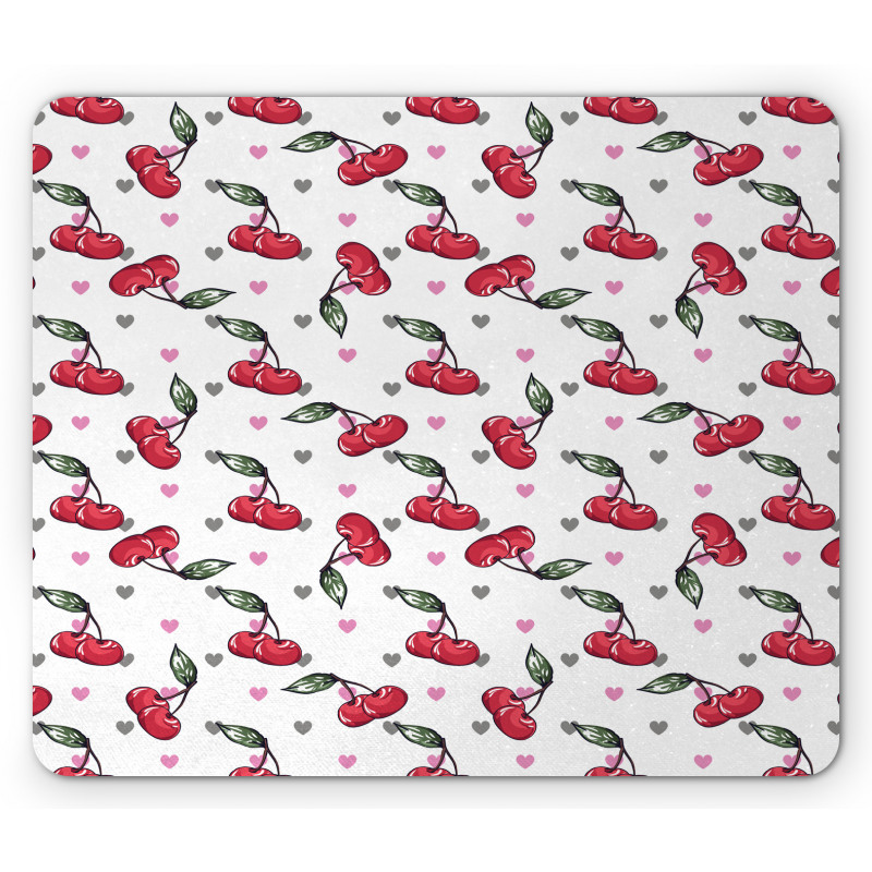 Fruits on Bicolour Hearts Mouse Pad