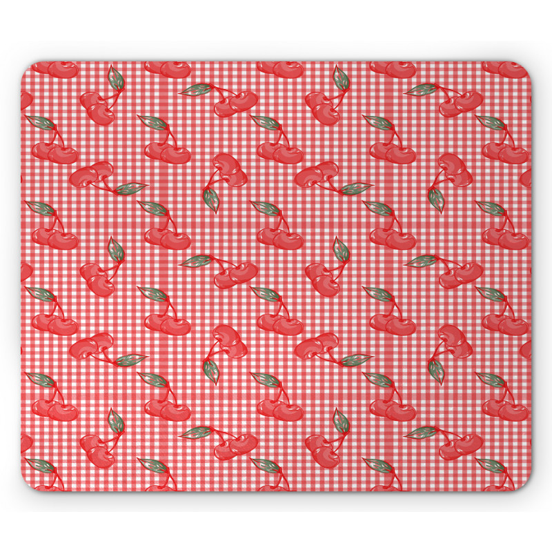 Fruit Doodles on Gingham Mouse Pad