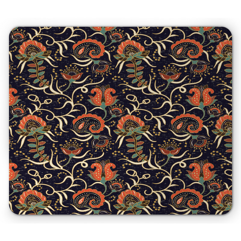 Grunge Flora Curl Mouse Pad