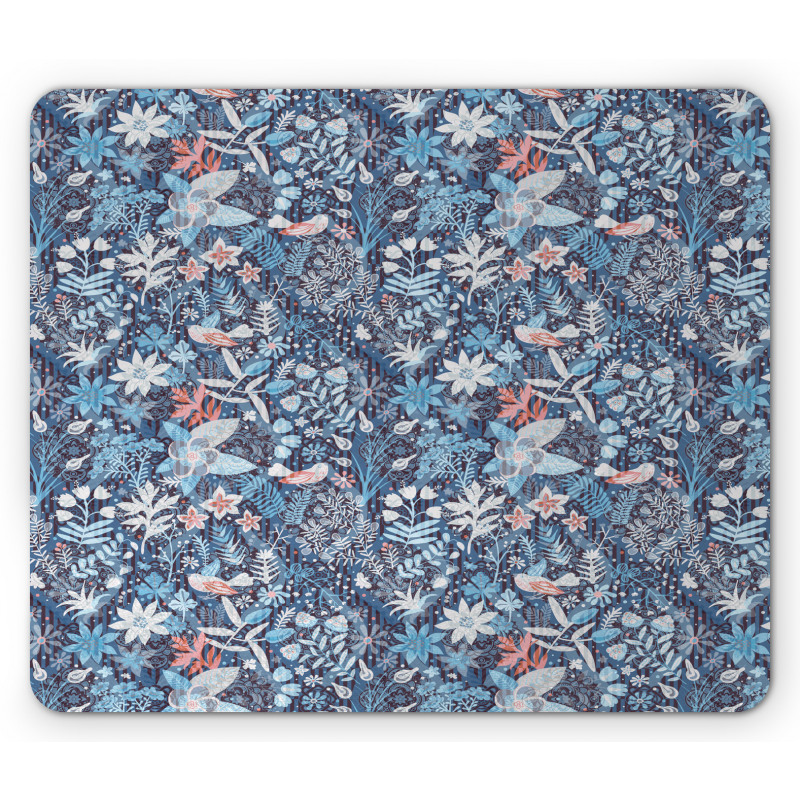 Oriental Petals on Stripes Mouse Pad