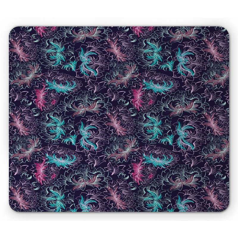 Floral Outline Drawings Mouse Pad