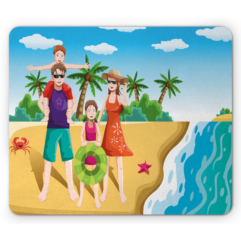 Happy Family on the Beach Mouse Pad