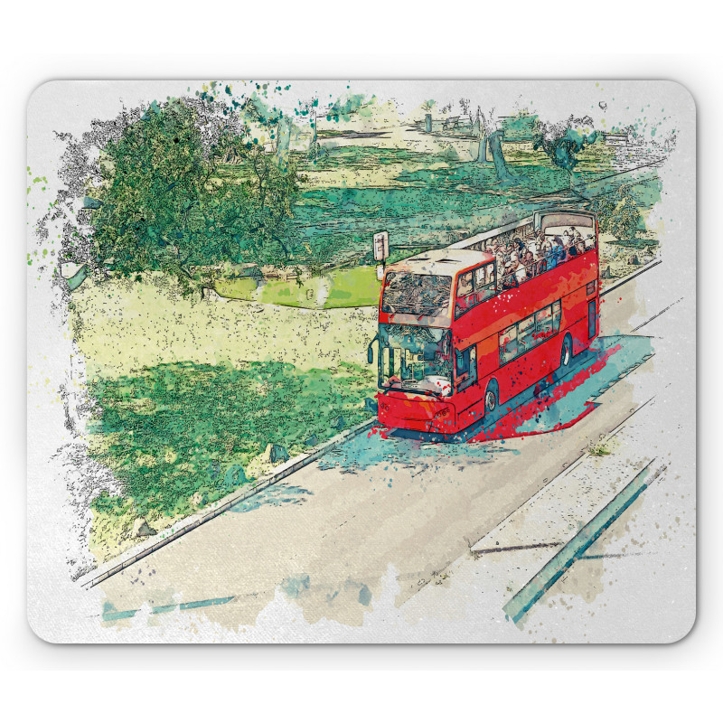 Tourist Bus Watercolor Art Mouse Pad