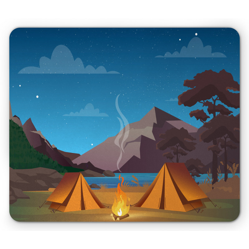 Camping in Woods at Night Mouse Pad