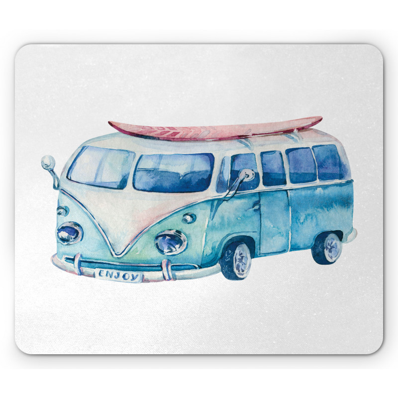 Watercolor Happy Surf Van Mouse Pad