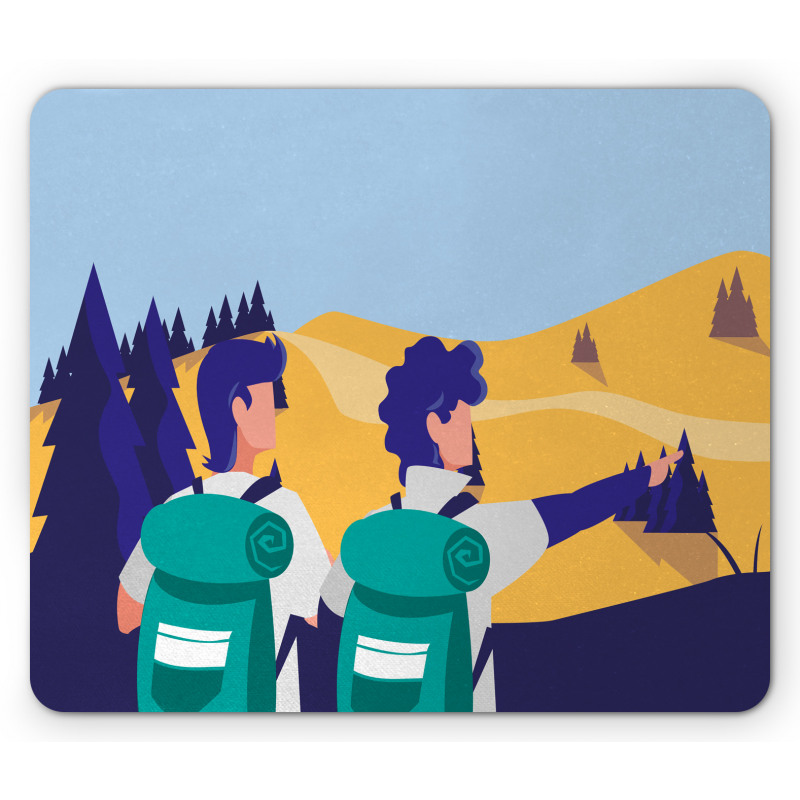 Adventurous Men in Hiking Mouse Pad