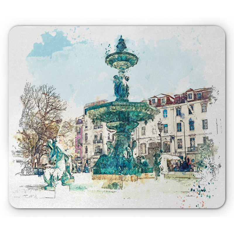 Old Fountain in Town Square Mouse Pad