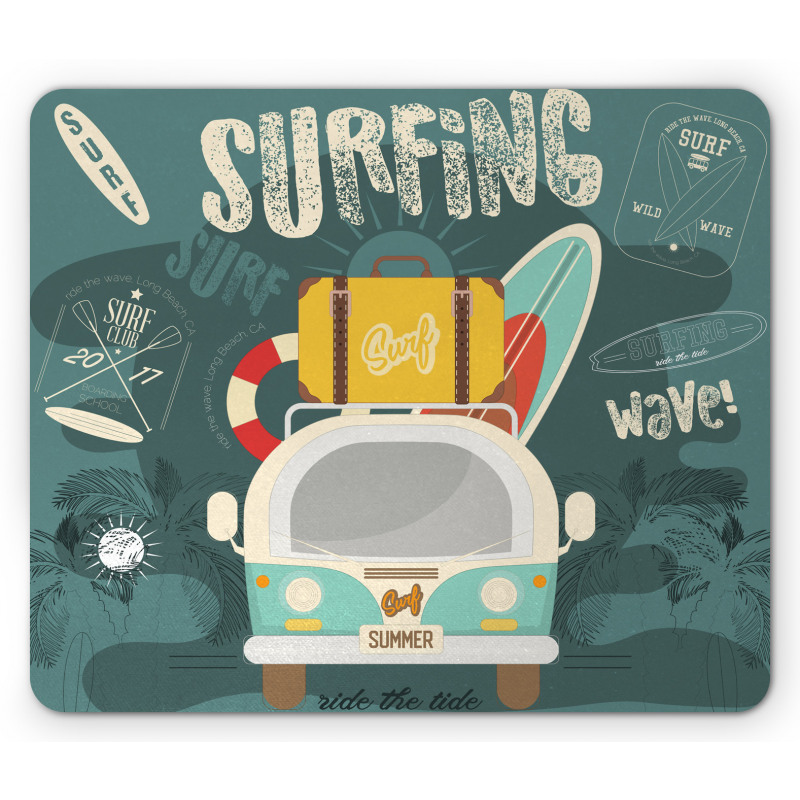 Surfing Text and Van Mouse Pad