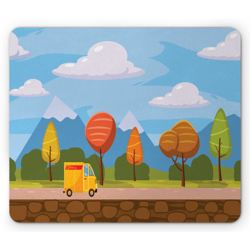 Autumn Trees and Car Mouse Pad