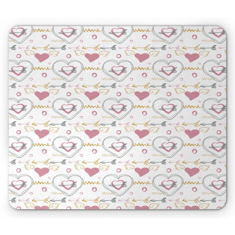 Hearts with Wings Zigzags Mouse Pad