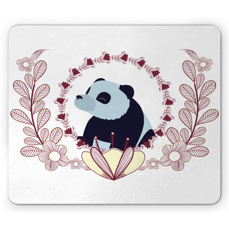 Fluffy Mammal and Flowers Mouse Pad