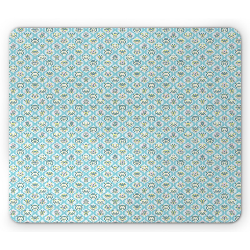 Abstract Heads Wavy Streaks Mouse Pad