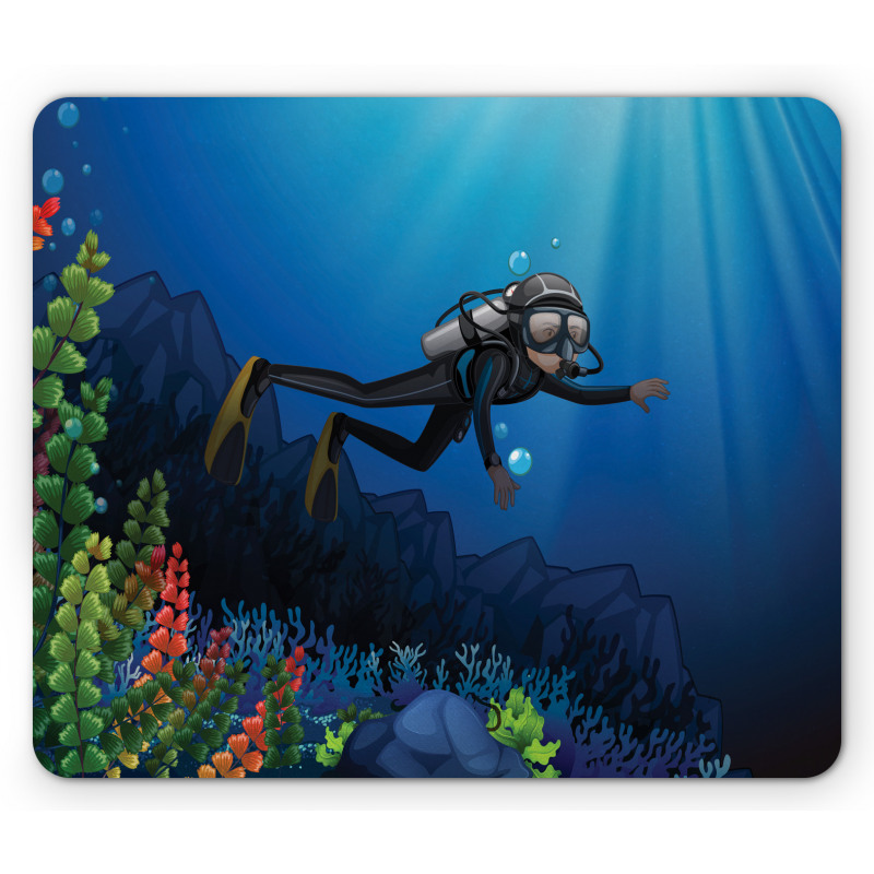 Scuba Diver Exploring Art Mouse Pad