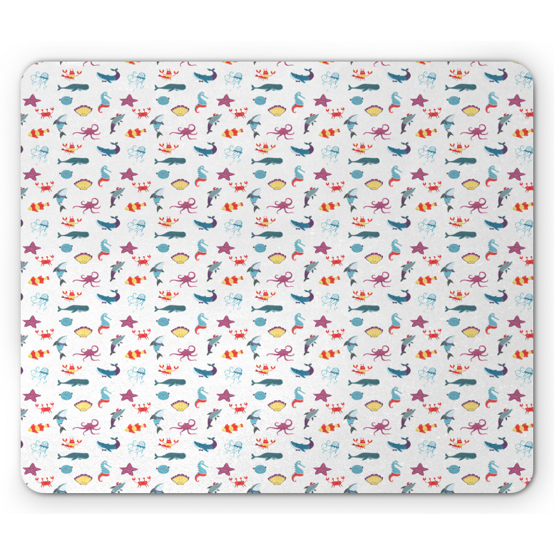 Doodle Style Sea Elements Mouse Pad