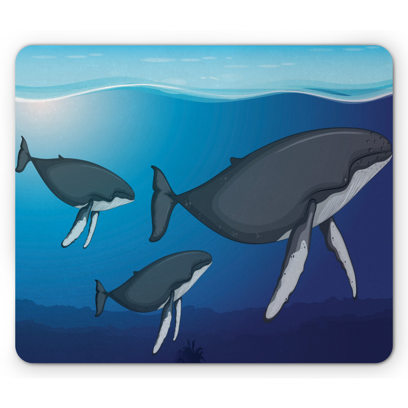 Swimming Whales Scenery Mouse Pad