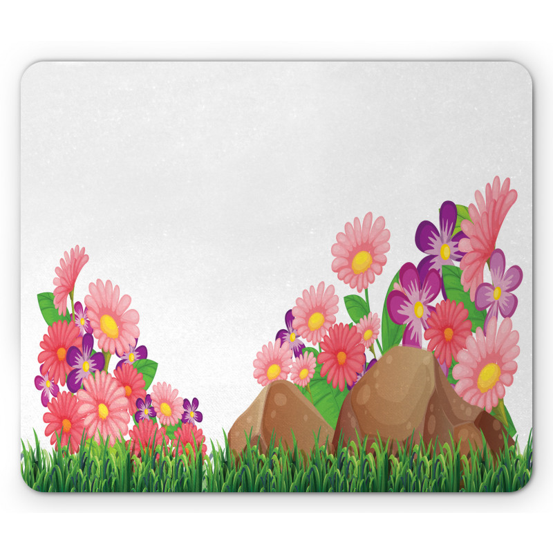 Flowers on Grass Mouse Pad