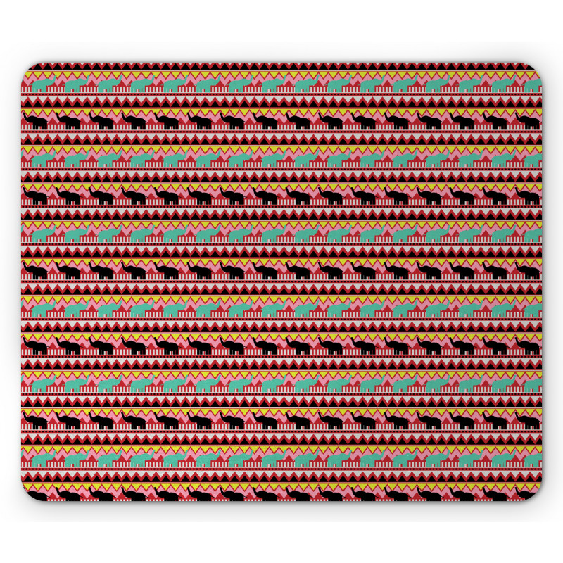 Zigzags Animal Silhouettes Mouse Pad