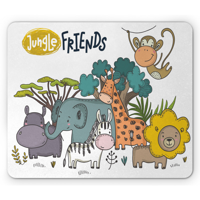 Cartoon Jungle Friends Fauna Mouse Pad