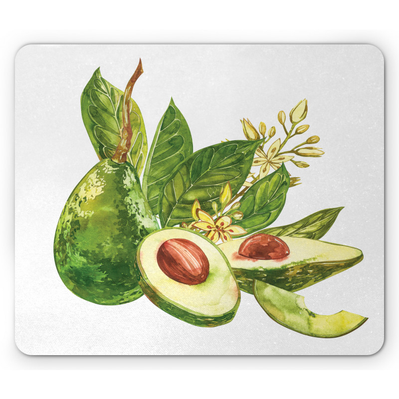 Watercolor Style and Leafy Mouse Pad