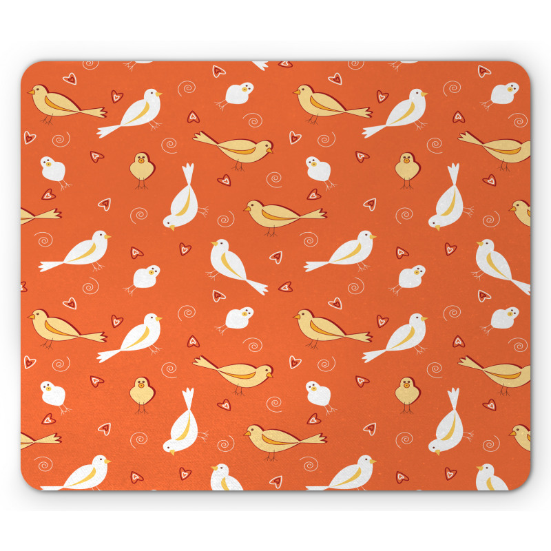 Birds with Heart Shapes Mouse Pad