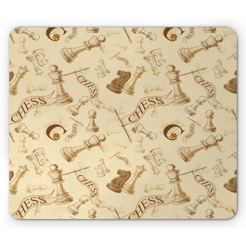 Retro Chess Game Pieces Mouse Pad