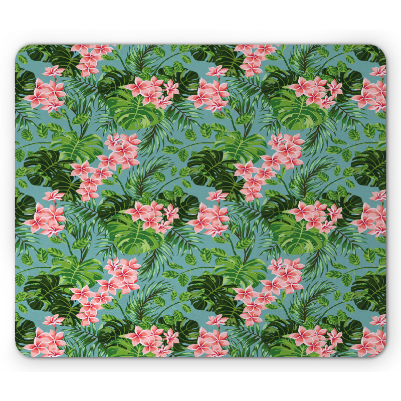 Exotic Pastel Plumeria Pattern Mouse Pad