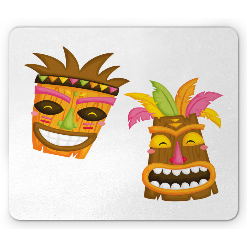 Exotic Colorful Hawaii Masks Mouse Pad