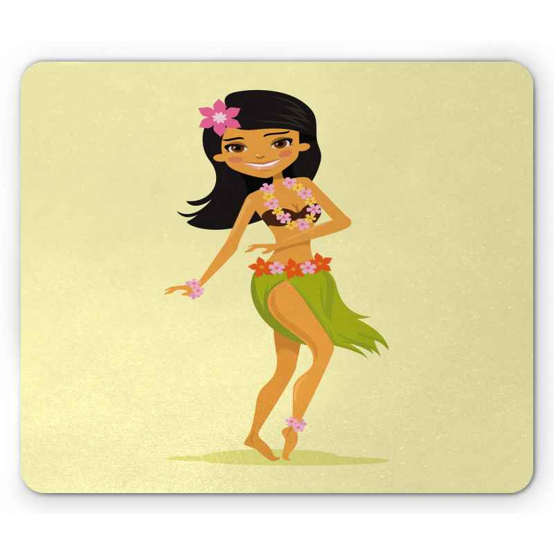 Hawaiian Dancer Girl Cartoon Mouse Pad