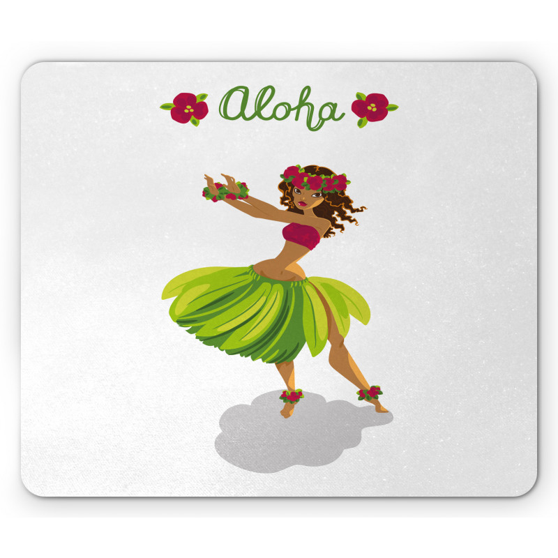 Hula Dancer Girl Aloha Wording Mouse Pad