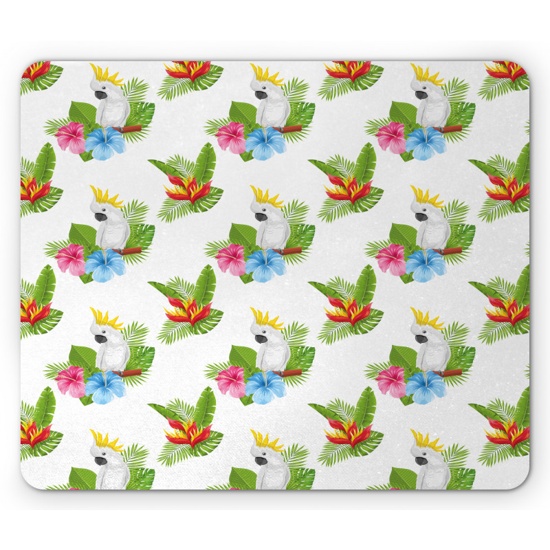 Cockatoo and Tropical Petals Mouse Pad