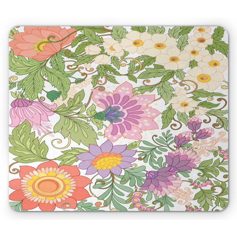 Pastel Flowers Nostalgia Mouse Pad