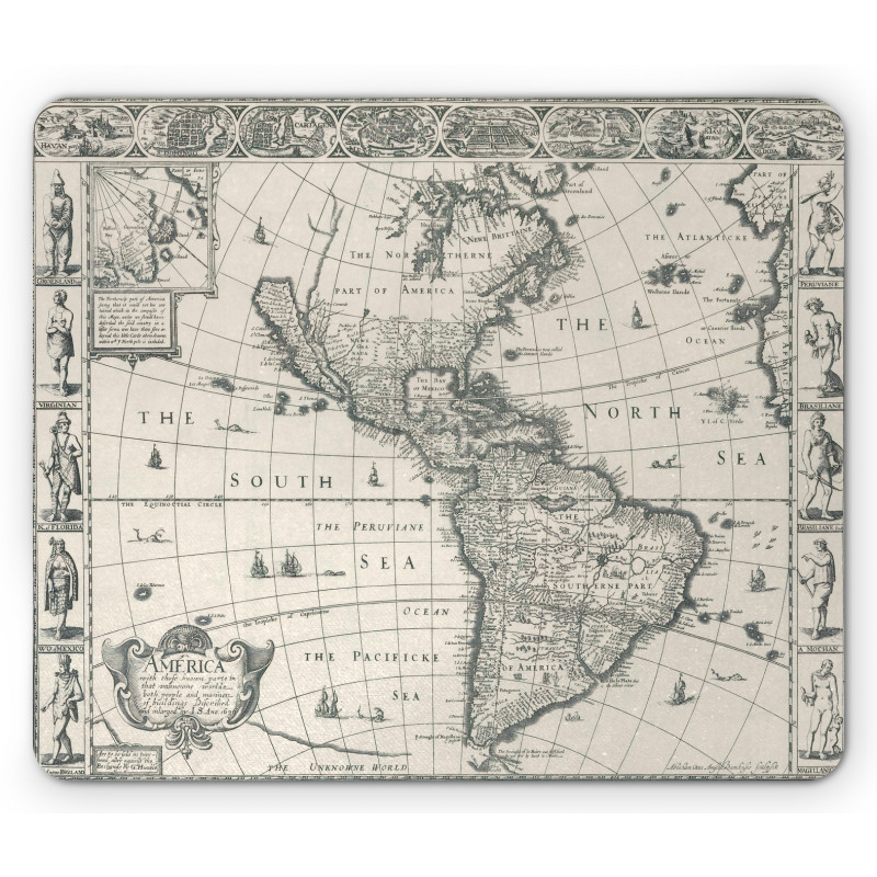 Retro Old America Map Mouse Pad