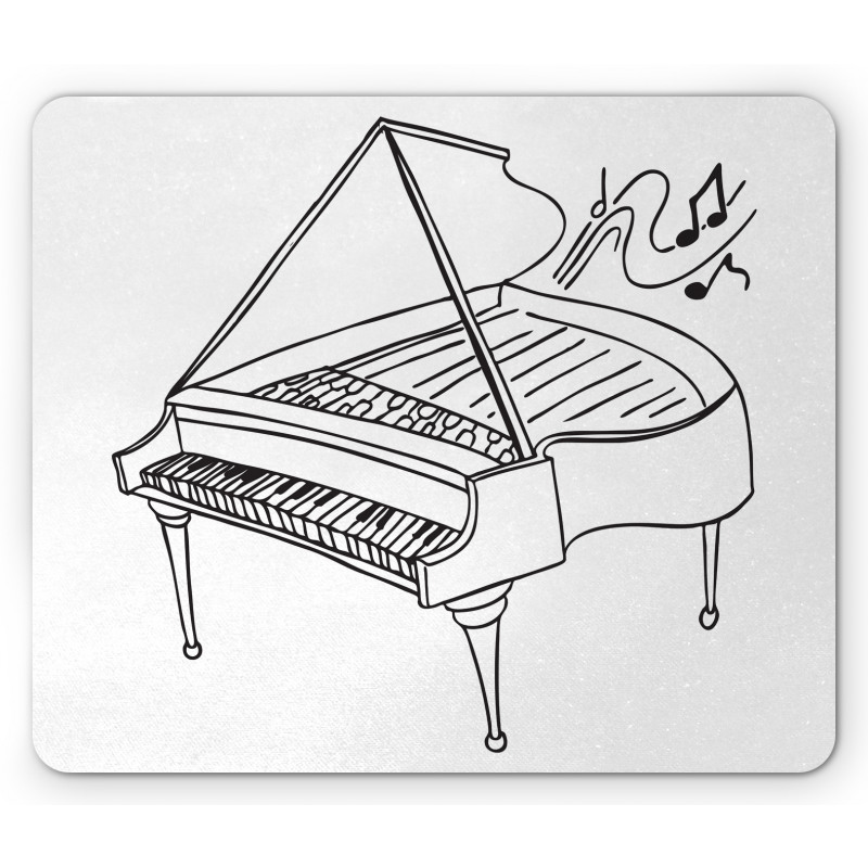 Monochrome Piano Drawing Mouse Pad