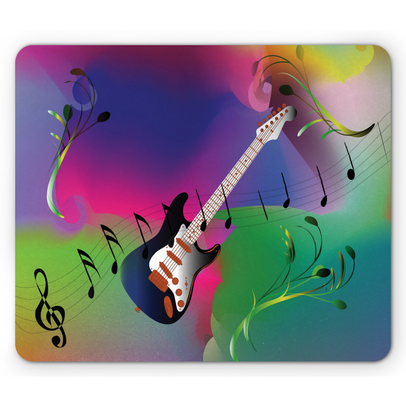 Guitar on Colorful Back Mouse Pad