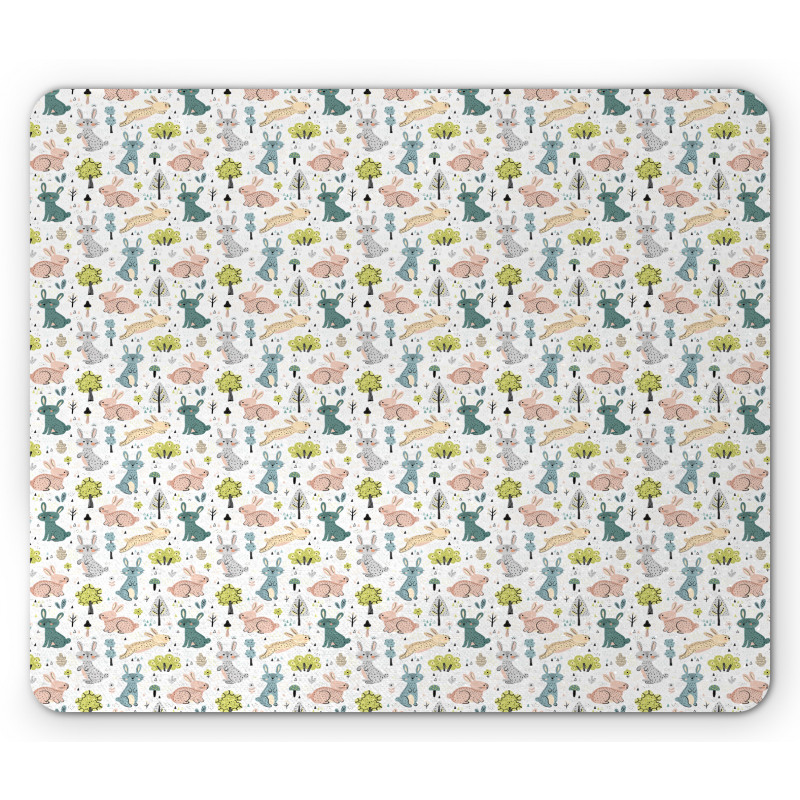 Funny Pastel Bunnies Mouse Pad