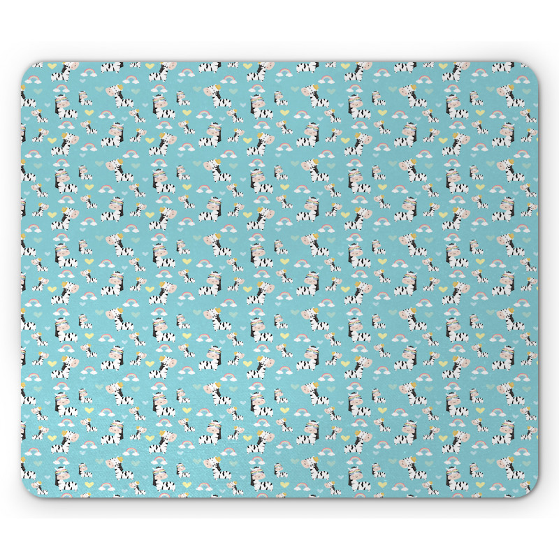 Cheerful Zebra Heart Mouse Pad