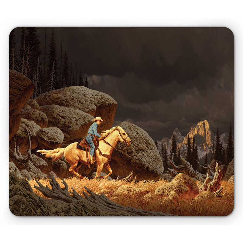 Cowboy Riding Horse Mouse Pad