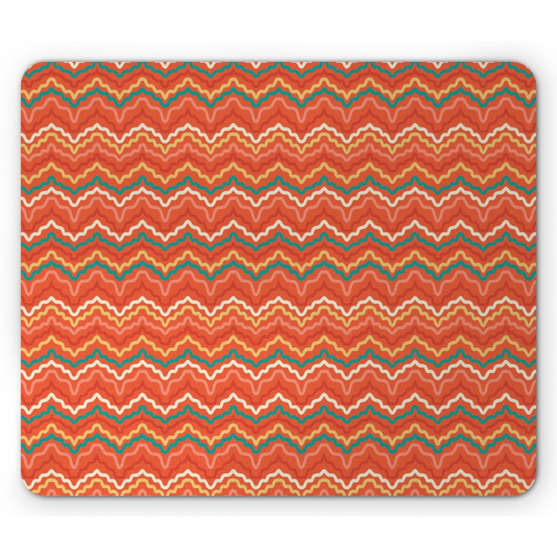 Retro Warm Tone Wavy Lines Mouse Pad